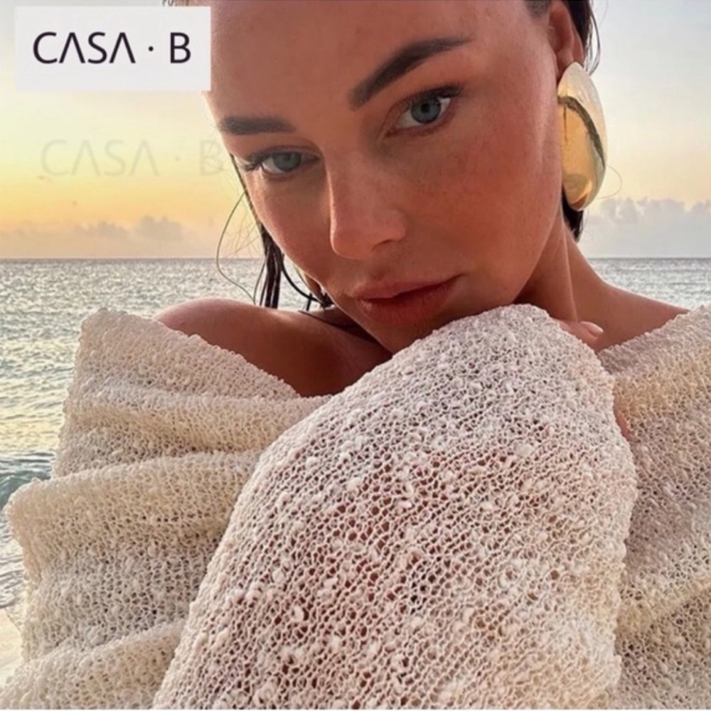 SOLD OUT💫 CASA B| Soriana Off the Shoulder Boucle Long Sleeve Draped Maxi Dress - Picture 2 of 9
